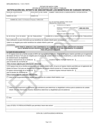 Document preview: Formulario OCFS-LDSS-4782-S Notificacion Del Intento De Discontinuar Los Beneficios De Cuidado Infantil - Ejemplo - New York (Spanish)
