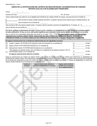 Formulario OCFS-LDSS-4782-S Notificacion Del Intento De Discontinuar Los Beneficios De Cuidado Infantil - Ejemplo - New York (Spanish), Page 3