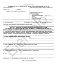 Document preview: Formulario OCFS-LDSS-4780-S Denegacion De Su Solicitud De Beneficios Para Cuidado Infantil - Ejemplo - New York (Spanish)