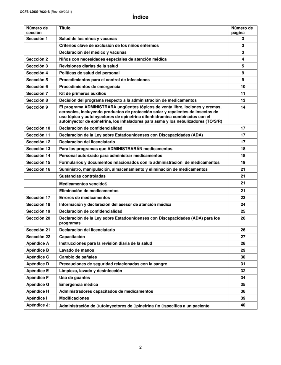 Formulario OCFS-LDSS-7020-S Plan De Atencion Medica - Centro De Cuidado Infantil - New York (Spanish), Page 2