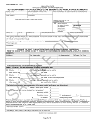 Form OCFS-LDSS-4781 Notice of Intent to Change Child Care Benefits and Family Share Payments - Sample - New York