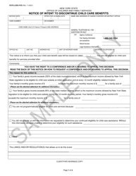 Form OCFS-LDSS-4782 &quot;Notice of Intent to Discontinue Child Care Benefits - Sample&quot; - New York