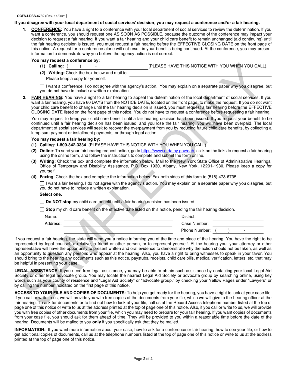 Form Ocfs Ldss 4782 Fill Out Sign Online And Download Printable Pdf New York Templateroller 1610