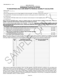 Form OCFS-LDSS-4782 Notice of Intent to Discontinue Child Care Benefits - Sample - New York, Page 3