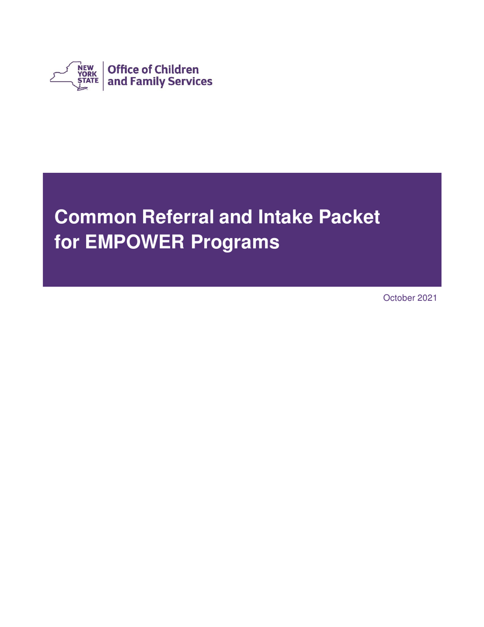 Common Referral and Intake Packet for Empower Programs - New York, Page 1