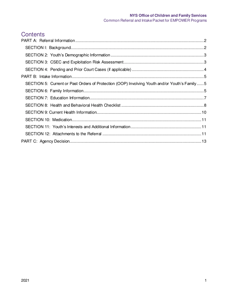 Common Referral and Intake Packet for Empower Programs - New York, Page 2