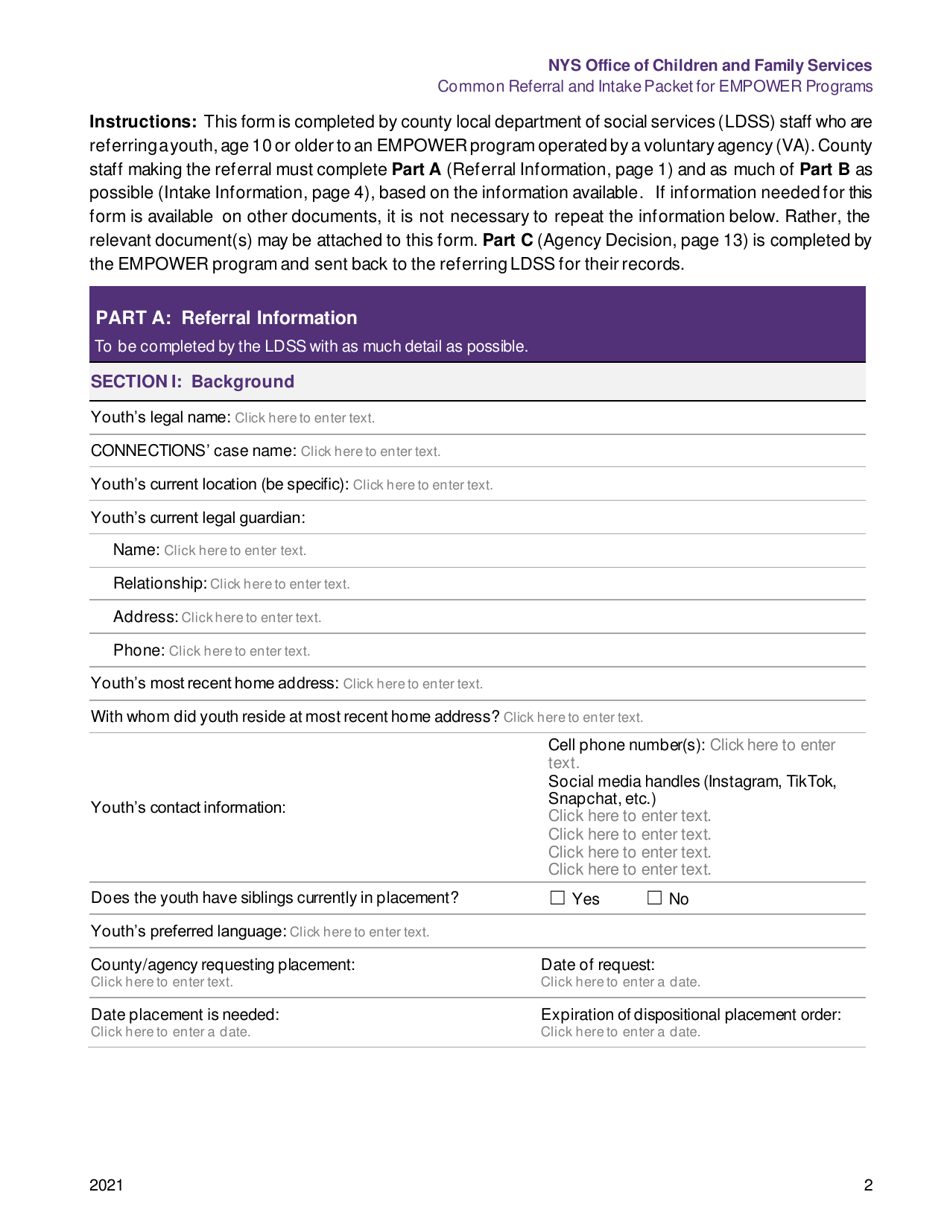 Common Referral and Intake Packet for Empower Programs - New York, Page 3