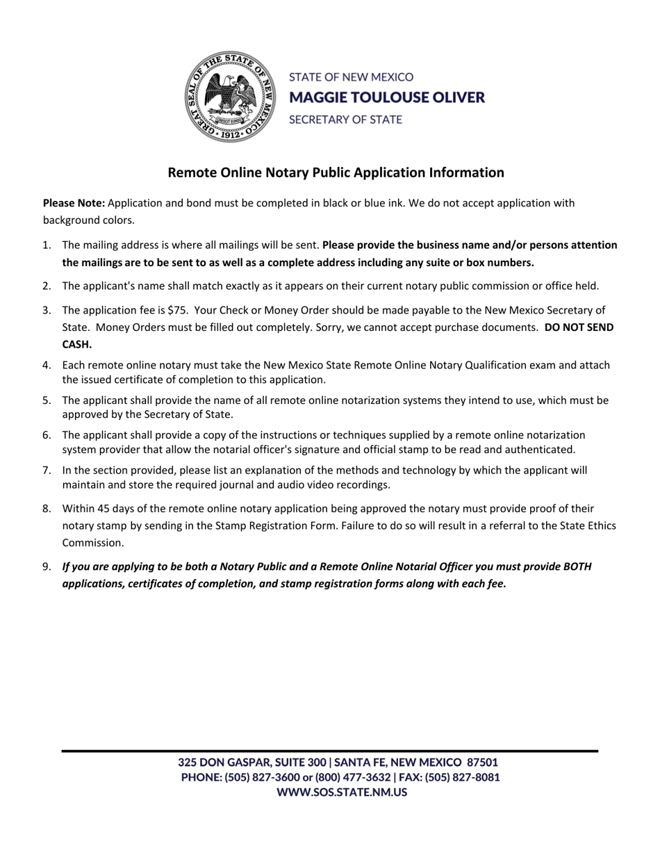 New Mexico Remote Online Notary Application Fill Out, Sign Online and