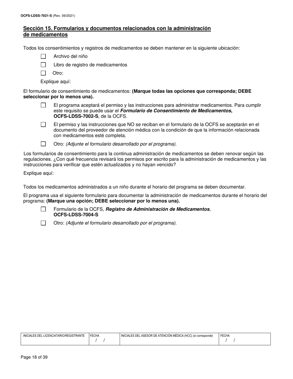 Formulario OCFS-LDSS-7021-S Plan De Atencion Medica - Cuidado Diurno Familiar / Cuidado Diurno Familiar Grupal / Centro Pequeno De Cuidado Infantil - New York (Spanish), Page 18