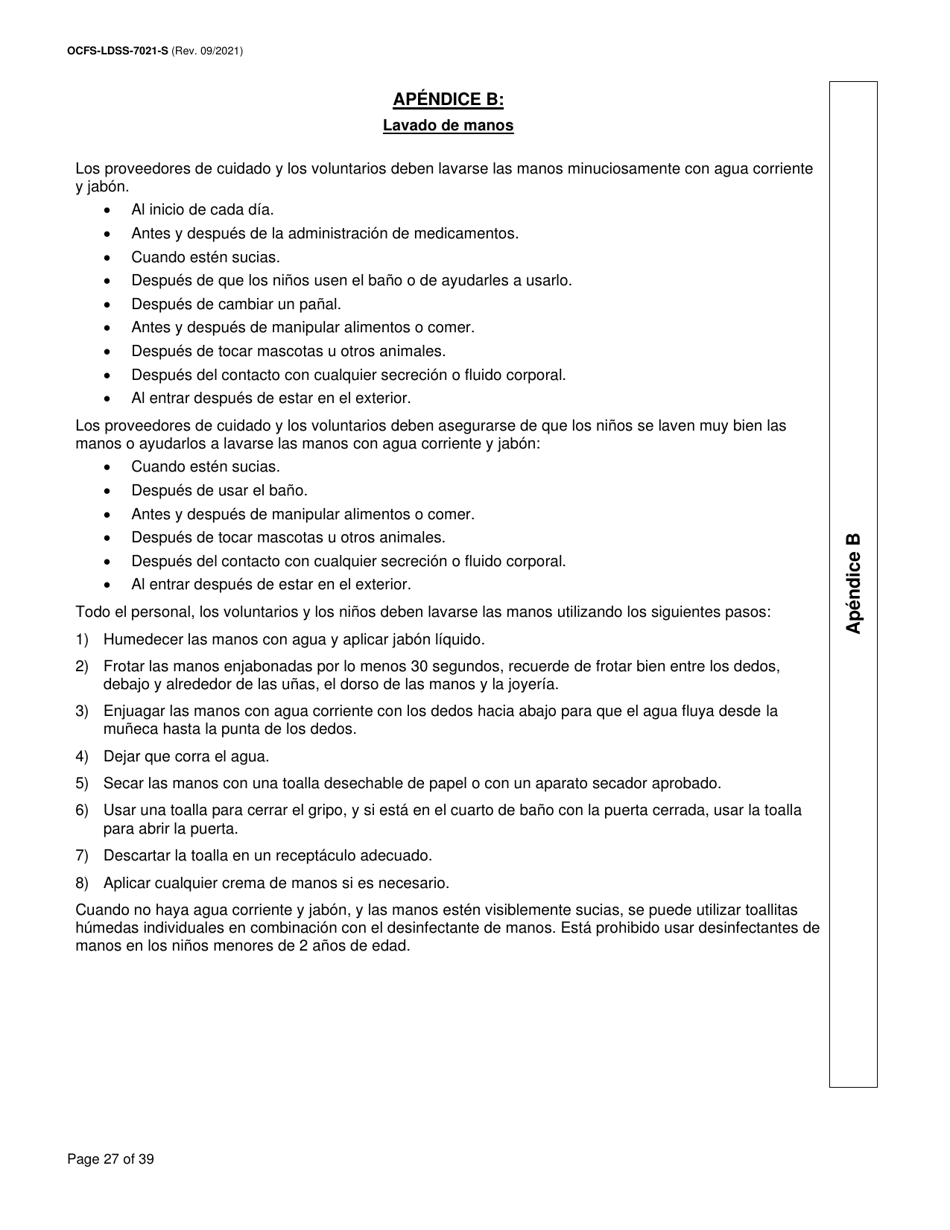 Formulario OCFS-LDSS-7021-S Plan De Atencion Medica - Cuidado Diurno Familiar / Cuidado Diurno Familiar Grupal / Centro Pequeno De Cuidado Infantil - New York (Spanish), Page 27