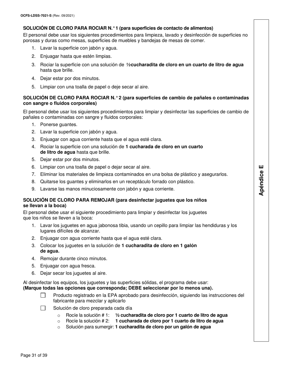 Formulario OCFS-LDSS-7021-S Plan De Atencion Medica - Cuidado Diurno Familiar / Cuidado Diurno Familiar Grupal / Centro Pequeno De Cuidado Infantil - New York (Spanish), Page 31
