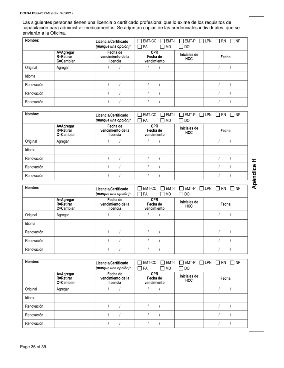Formulario OCFS-LDSS-7021-S Plan De Atencion Medica - Cuidado Diurno Familiar / Cuidado Diurno Familiar Grupal / Centro Pequeno De Cuidado Infantil - New York (Spanish), Page 36