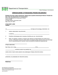 Document preview: Private Homeowner Affidavit of Ownership - New York City (Polish)