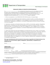 Document preview: Formulario General De Exencion De Responsabilidad - New York City (Spanish)