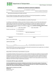 Certification of Required Maintenance Activities - New York City (French)