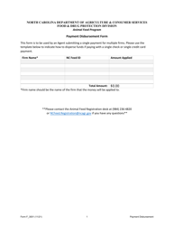 Document preview: Form F_3001 Payment Disbursement Form - Animal Feed Program - North Carolina
