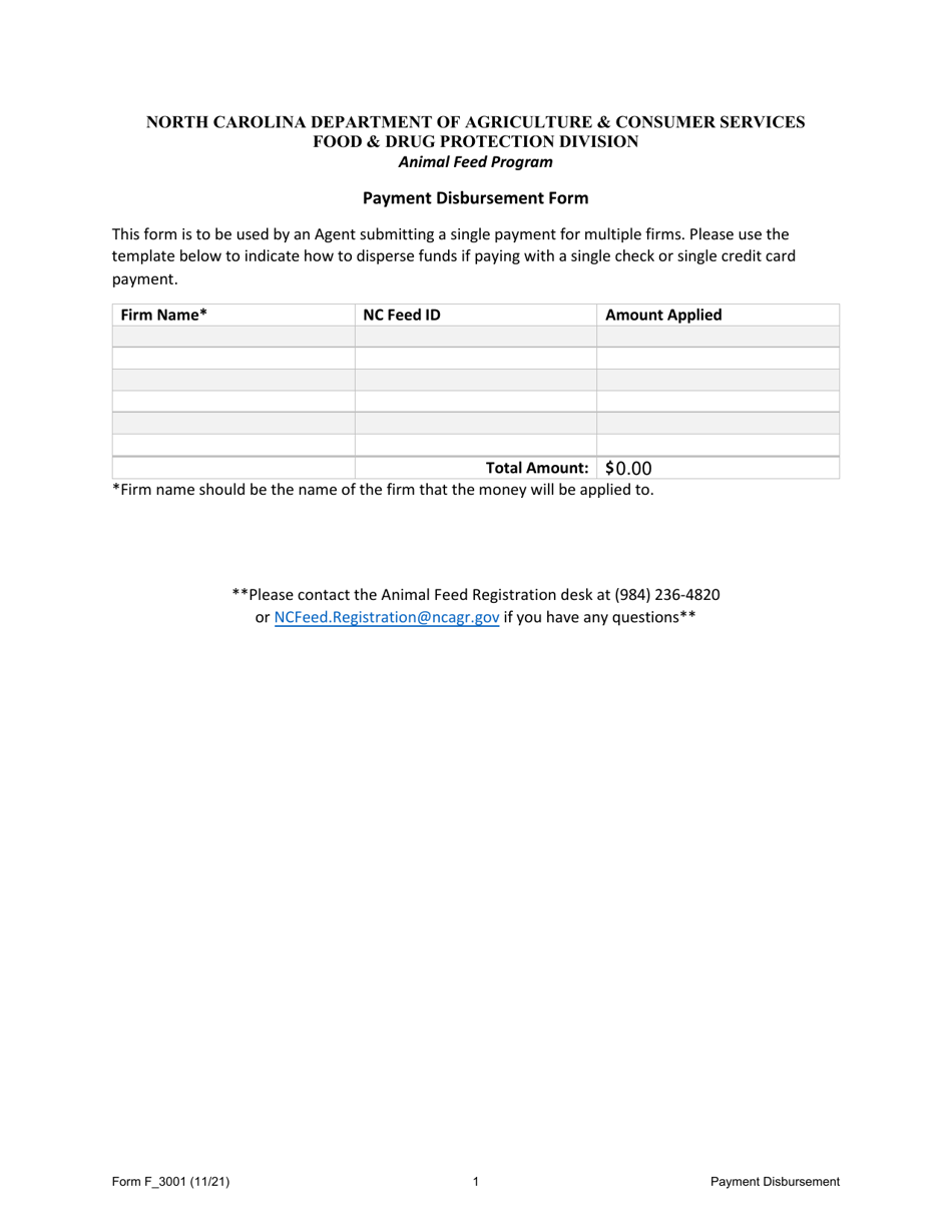 Form F_3001 Download Fillable PDF or Fill Online Payment Disbursement