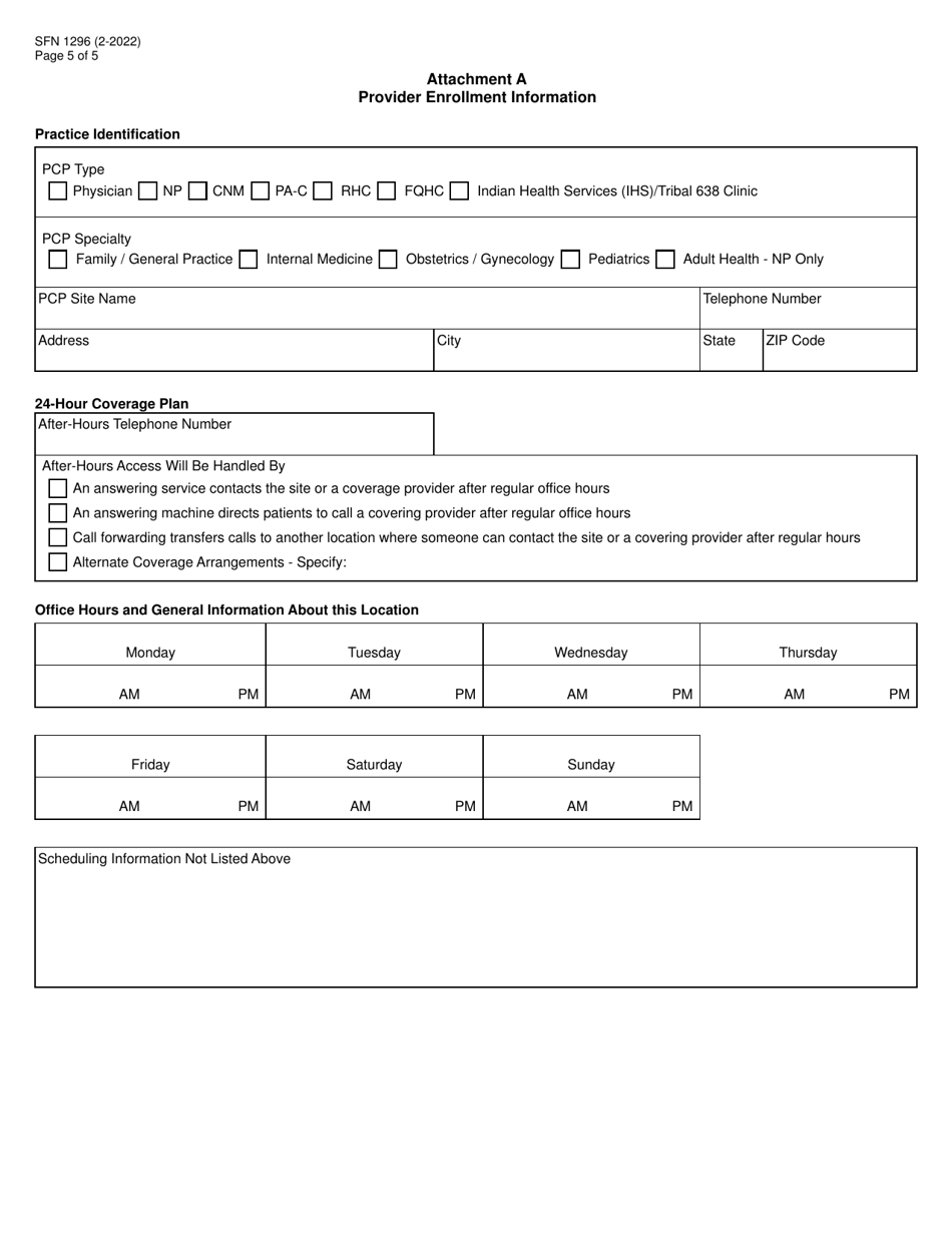 Form SFN1296 Contract to Provide Primary Care Case Management Services - North Dakota, Page 5