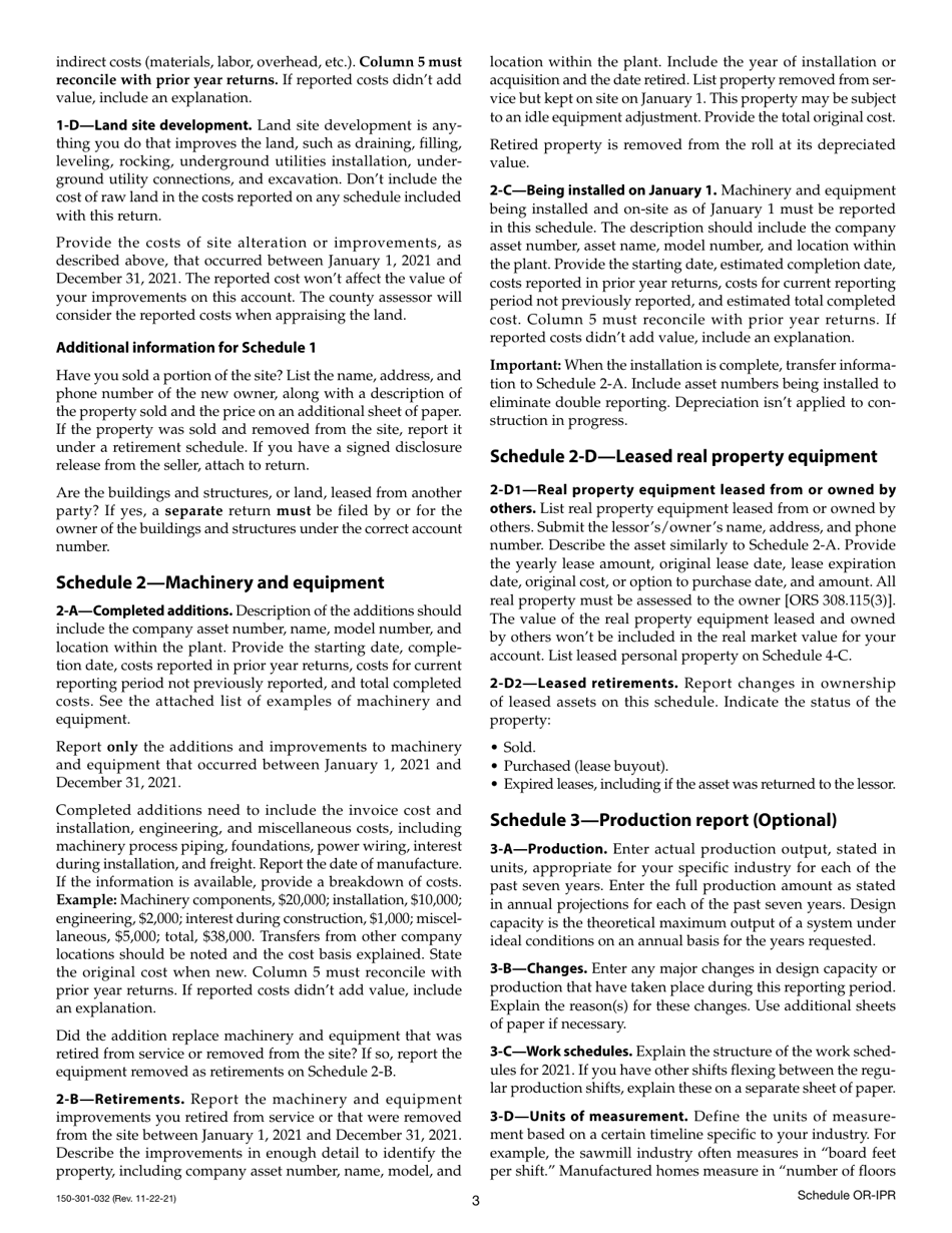 Form 150-301-032 Schedule OR-IPR Industrial Real Property Schedules - Oregon, Page 4