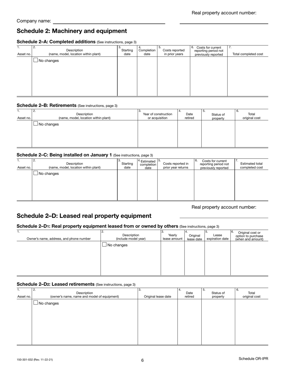 Form 150-301-032 Schedule OR-IPR Industrial Real Property Schedules - Oregon, Page 7