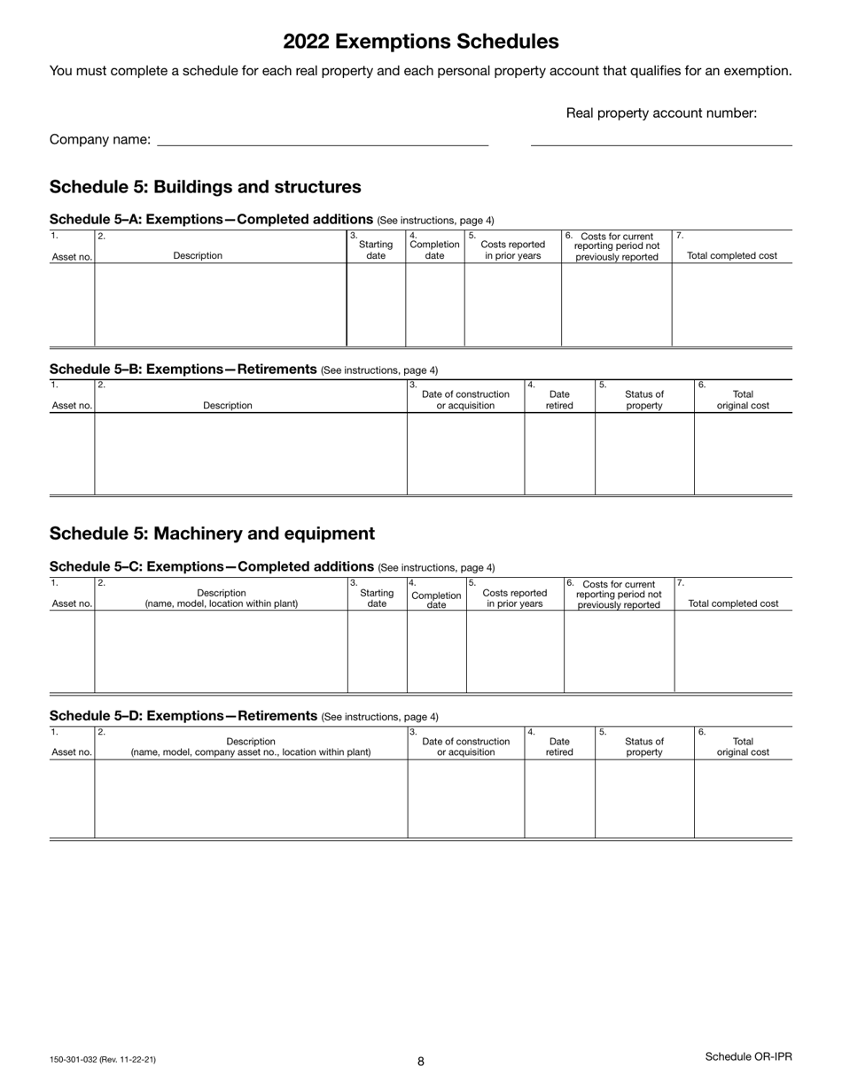 Form 150-301-032 Schedule OR-IPR Industrial Real Property Schedules - Oregon, Page 9