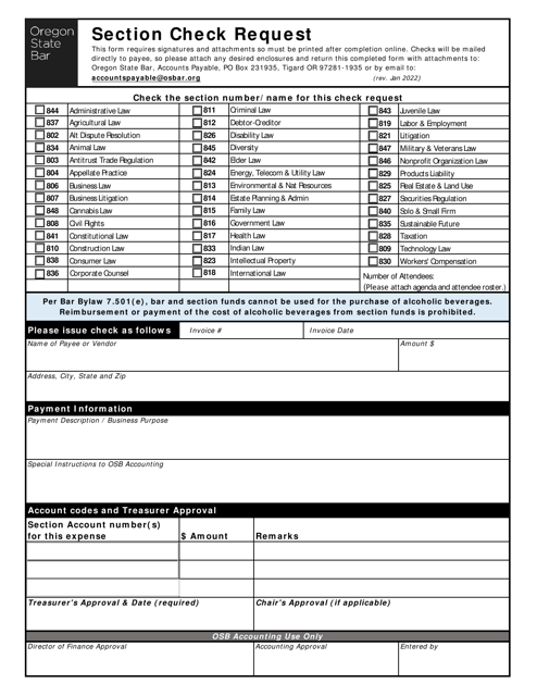 Section Check Request - Oregon Download Pdf