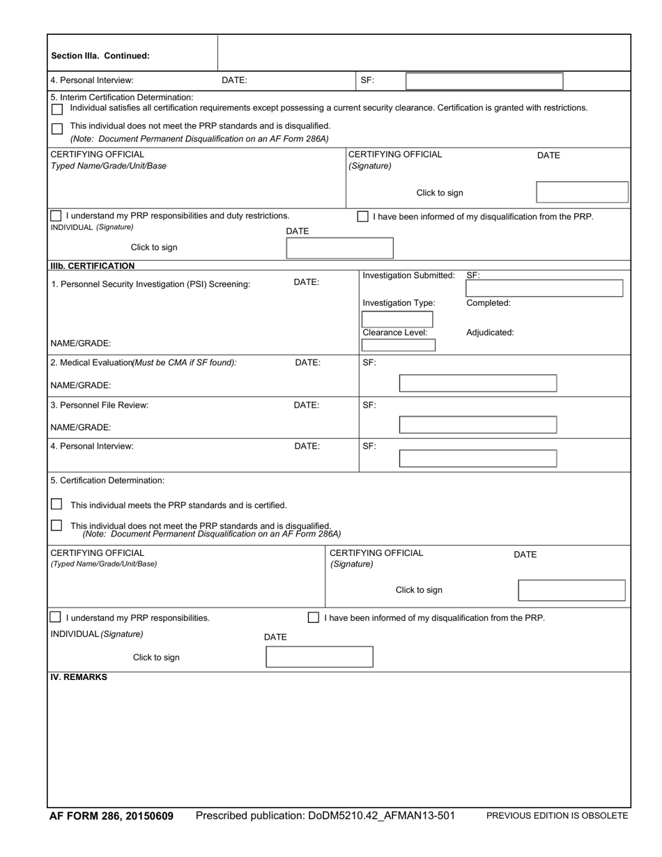 AF Form 286 - Fill Out, Sign Online and Download Fillable PDF ...