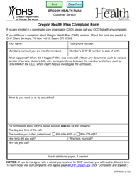 Document preview: Form OHP3001 Oregon Health Plan Complaint Form - Oregon
