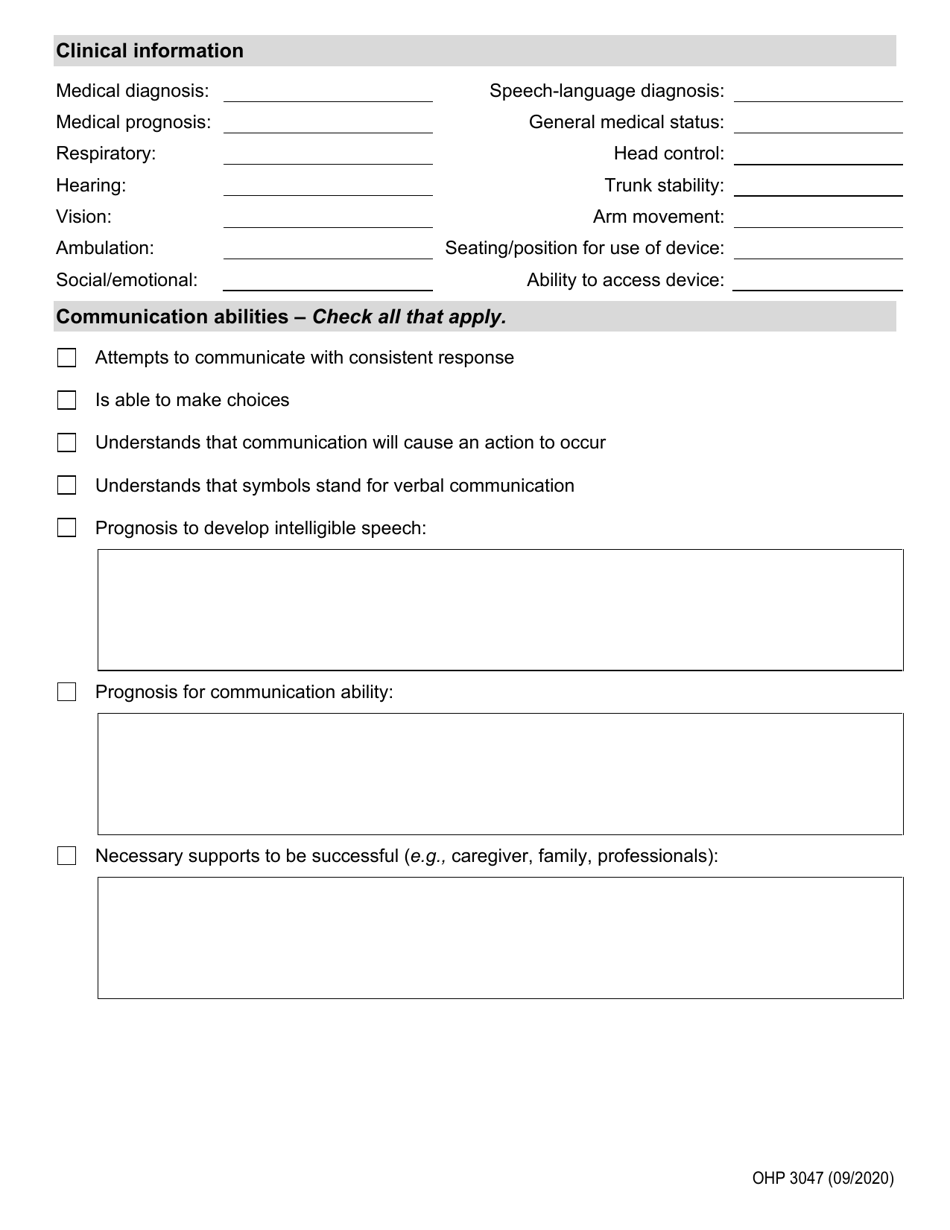 Form OHP3047 Augmentative Communication Device Selection Report Summary - Oregon, Page 3