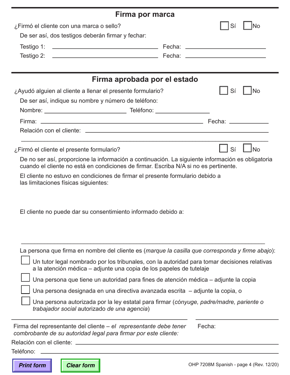 Formulario OHP7208M Eleccion De Plan Medicare Advantage - Oregon (Spanish), Page 4