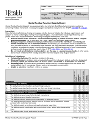 Form OHP729F Mental Residual Function Capacity Report - Oregon