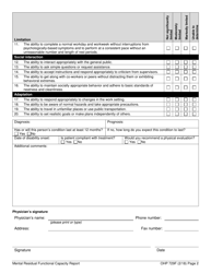 Form OHP729F Mental Residual Function Capacity Report - Oregon, Page 2
