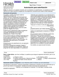 Formulario OHP742A Autorizacion Para Esterilizacion - Oregon (Spanish)