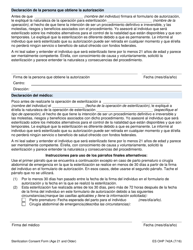 Formulario OHP742A Autorizacion Para Esterilizacion - Oregon (Spanish), Page 2