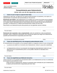 Formulario OHP741 Consentimiento Para Histerectomia - Oregon (Spanish)