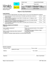Form OHP729C Report on Eye Examination - Oregon