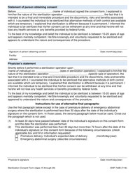 Form OHP742B Consent to Sterilization (Ages 15-20) - Oregon, Page 2