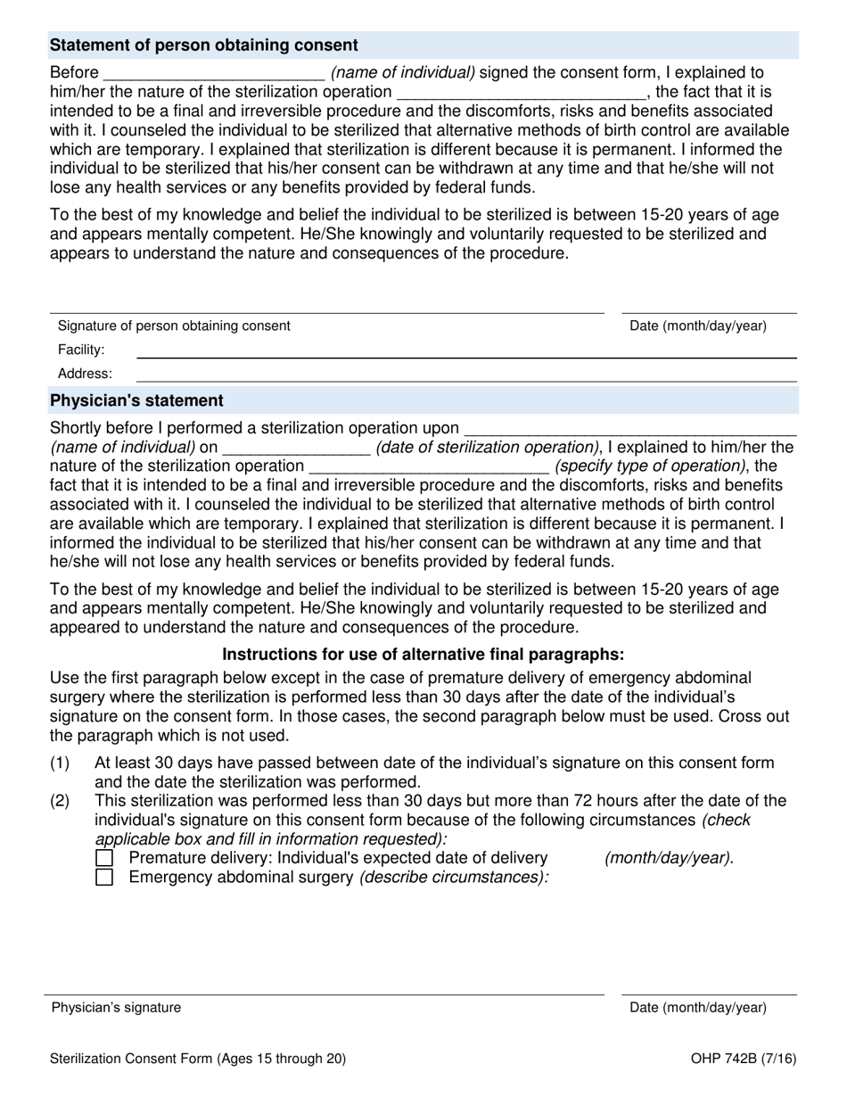 Form OHP742B Fill Out, Sign Online and Download Fillable PDF, Oregon
