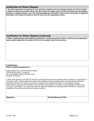 Electronic Reporting Temporary or Permanent Waiver Request - 1200-series Npdes General Stormwater Permitting Program - Oregon, Page 2