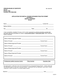 Application for Dental Hygiene Expanded Practice Permit - Pathway 1 - Oregon, Page 2