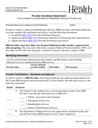 Form OHP3101 Provider Enrollment Attachment - Behavior Rehabilitation Services - Oregon