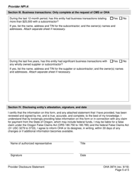 Form OHA3974 Provider Disclosure Statement of Ownership and Control, Business Transactions and Criminal Convictions - Oregon, Page 5