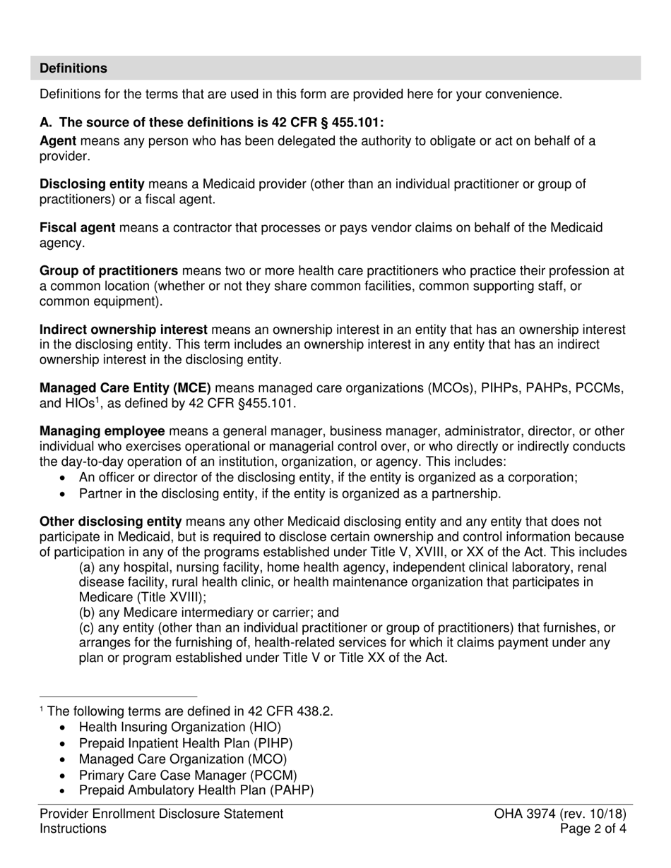 Form OHA3974 Provider Disclosure Statement of Ownership and Control, Business Transactions and Criminal Convictions - Oregon, Page 7