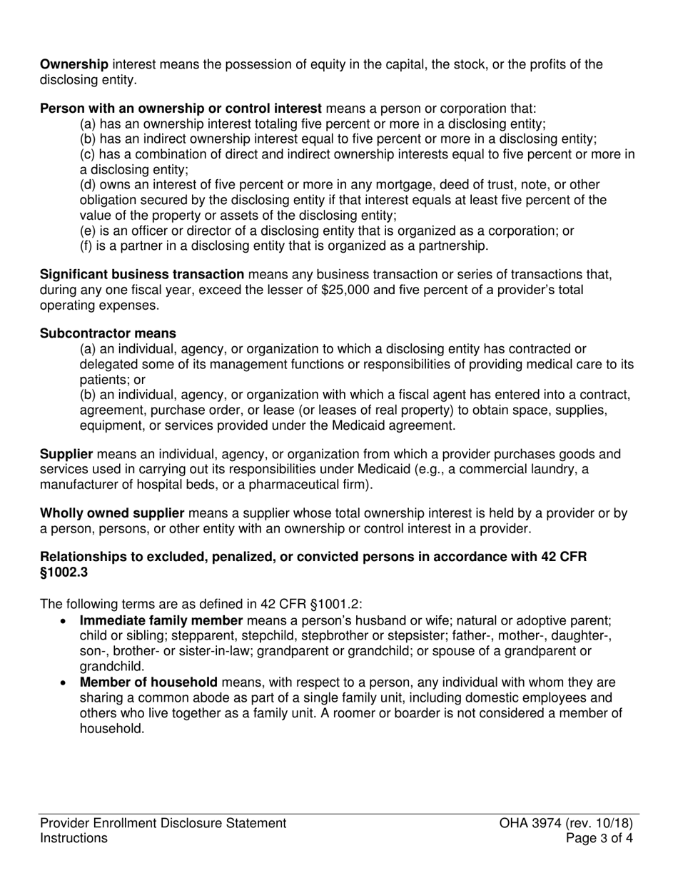 Form OHA3974 Provider Disclosure Statement of Ownership and Control, Business Transactions and Criminal Convictions - Oregon, Page 8