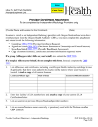 Document preview: Form OHP3105 Provider Enrollment Attachment - Independent Radiology - Oregon