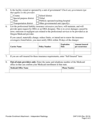 Form OHP3105 Provider Enrollment Attachment - Independent Radiology - Oregon, Page 2
