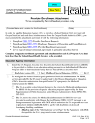 Form OHP3120 Provider Enrollment Attachment - School Medical - Oregon