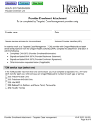 Form OHP3103 Provider Enrollment Attachment - Targeted Case Management - Oregon
