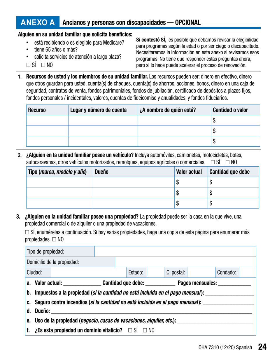 Formulario OHA7310 Parte 2 Renovacion De Beneficios Del Plan De Salud De Oregon - Oregon (Spanish), Page 24