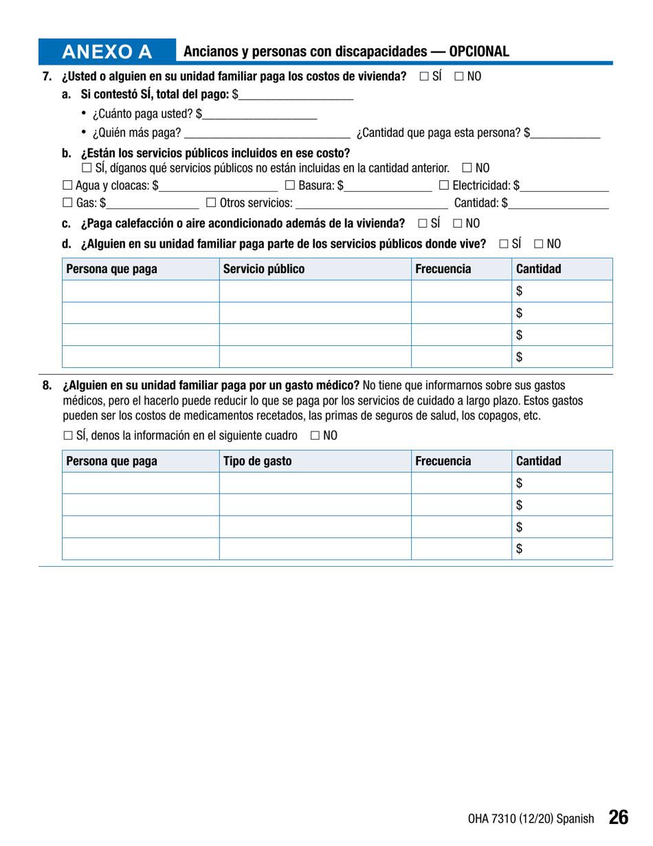 Formulario OHA7310 Parte 2 Renovacion De Beneficios Del Plan De Salud De Oregon - Oregon (Spanish), Page 26